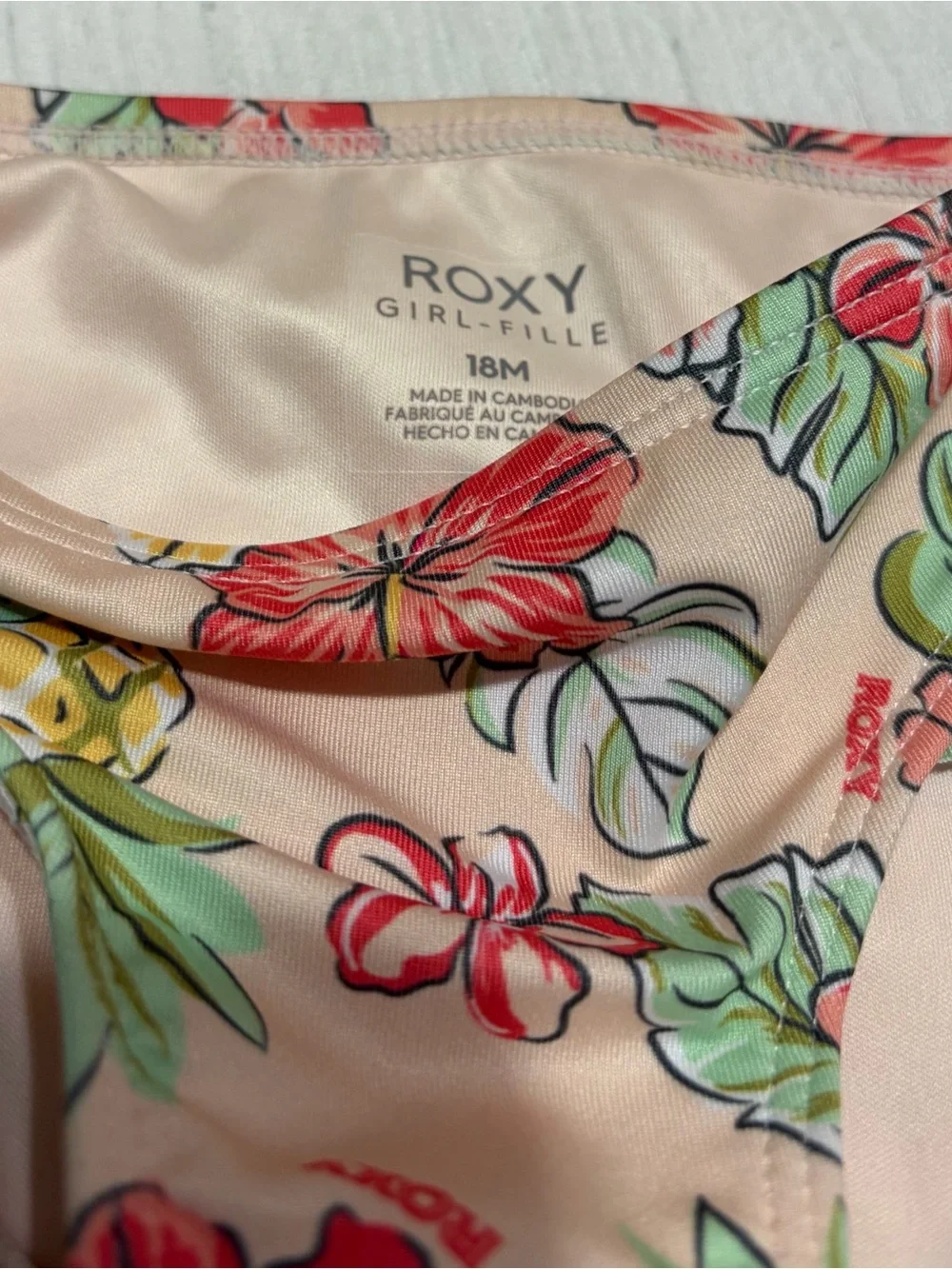Roxy Girls' Pink Floral Long-Sleeve Rashguard Two-Piece Set